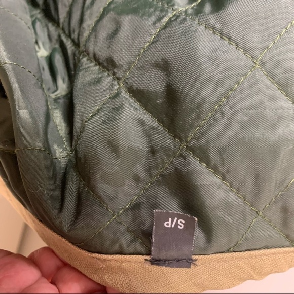 Vintage Hudson Bay Vest linen blend Quilted Tan Green Sz S/M Fishing Hiking - Picture 12 of 14